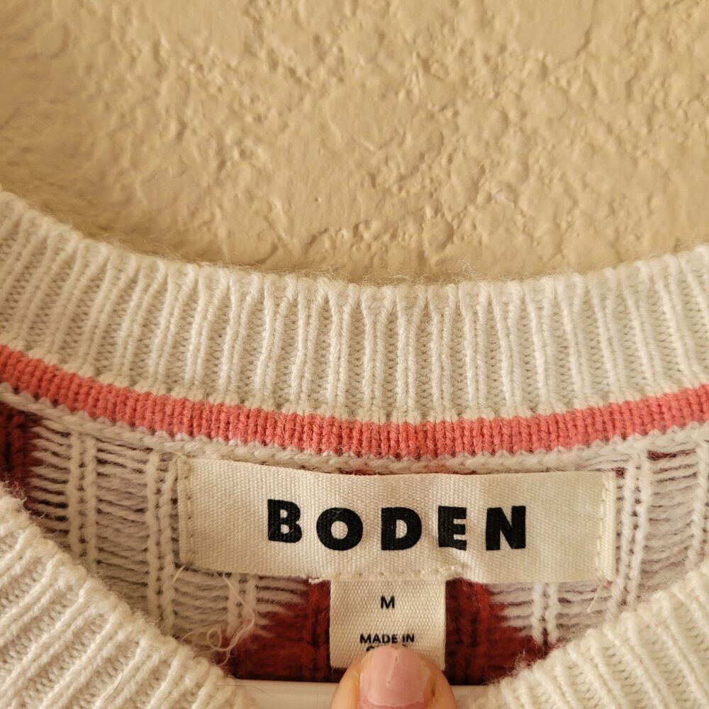 BODEN Womens Medium Fair Isle Fruit Yoke Knit Wool Blend Sweater Apple Rainbow - Picture 2 of 5